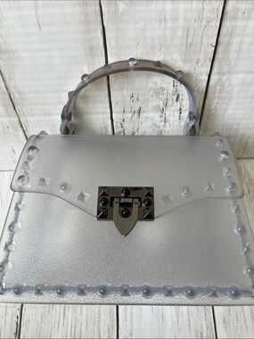 Clear Studded Jelly Mini Satchel Crossbody Bag